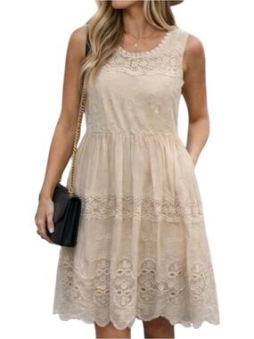 Altar’d State Cream Lace Embroidered Midi Dress